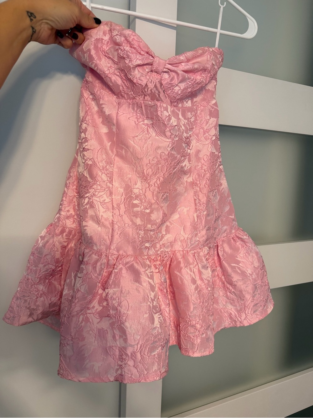 Princess Polly Light Pink Strapless Floral Jacquard Party Dress